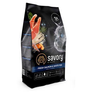 Сухий корм Savory Gourmand Frech Salmon & White Fish 400 г для довгошерстих кішок з лососем і рибою 30013 фото