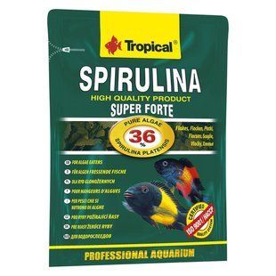 Сухой корм для аквариумных рыб Tropical в хлопьях &laquo;Super Spirulina Forte&raquo; 12 г (для травоядных рыб) 70311 фото