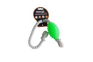 Игрушка для собак AnimAll Fun граната с канатом, зеленая, 8 см 113016 фото