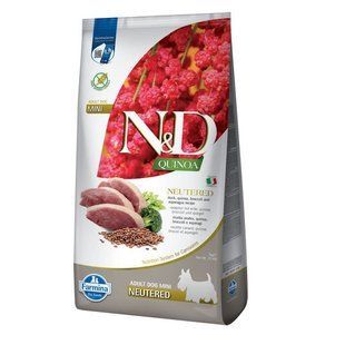 Фармина корм N&D QUINOA DUCK, BROCCOLI & ASPARAGUS NEUTERED 7 кг для стер. собак мелких пород, утка, киноа 179485 фото