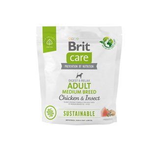 Сухой корм Brit Care Dog Sustainable Adult Medium Breed для собак средних пород, с курицей и насекомыми, 1 кг 172175 фото