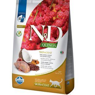 Фарміна сухий корм N&D Quinoa Skin&Coat ADULT 5 кг дієт. харчування, при харчовій алергії з перепелом, кіноа, кокос та куркума 168046 фото