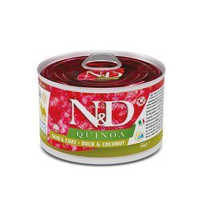 Фарміна вологий корм N&D Quinoa Skin&Coat ADULT MINI дієт. харчування, при харчовій алергії з качкою, кіноа, кокос та куркума, 140 181277 фото
