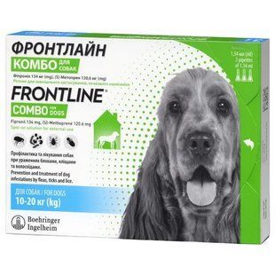 Merial Frontline Комбо Спот-он моно піпетка для собак вагою від 10 до 20 кг -3 піпетки 159918 фото
