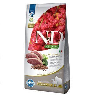 Фармина сухой корм N&D QUINOA NEUTERED для стер.собак средних и крупных пород, утка, киноа, брокколи и спаржа, 179488 фото