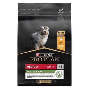 Сухой корм Purina Pro Plan Dog Medium Puppy OptiStart для щенков средних пород, с курицей, 3 кг 12279403 фото
