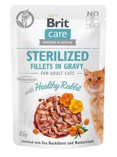 Влажный корм Brit Care Cat pouch 85г для стерилизованных котов филе кролика в соусе 100526/0488 фото