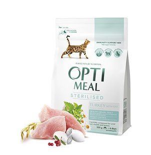 Корм Optimeal Sterilized 4 кг для стерилізованих кішок і кастрованих котів, індичка і овес B1840601 фото