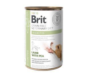 Вологий корм Brit GF VetDiet Diabetes для собак, із цукровим діабетом, з ягням та горошком, 400 г 100263/5910 фото