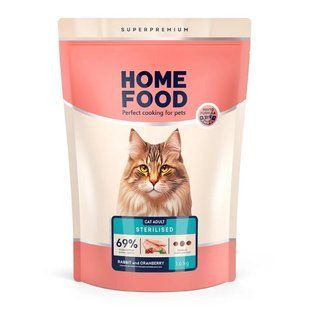 Сухой корм для кастрированных кошек кролик и клюква Home Food Cat Adult 1.6 кг 4820235020026 фото