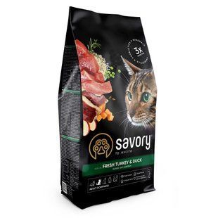 Сухий корм Savory Adult Cat Gourmand Frech Turkey & Duck 2 кг для кішок всіх порід з індичкою і качкою 30051 фото
