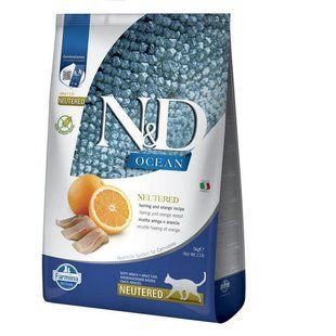 Фарміна сухий корм N&D Grain Free Ocean HERRING & ORANGE NEUTERED 5 кг з оселедцем та апельсином 175582 фото