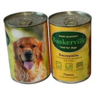 Baskerville консерви для собак з півнем, рисом та цукіні 0,8 кг х 6 шт 21527/П фото