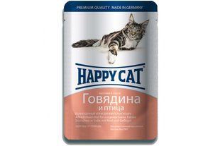 Вологий корм Happy Cat Rind Geflugel in Sosse для дорослих кішок, шматочки в соусі, з яловичиною та птицею 100 г 1002315 фото