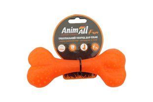 Игрушка для собак AnimAll Fun кость, оранжевая, 15 см 110585 фото