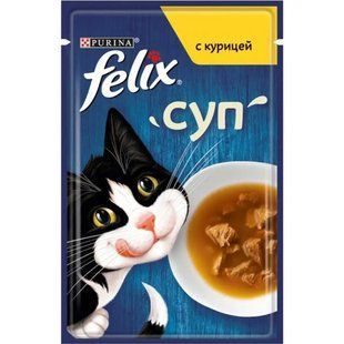 Вологий корм Purina Felix Soup для кішок, суп із куркою, 48 г х 30 шт 12537451/П фото