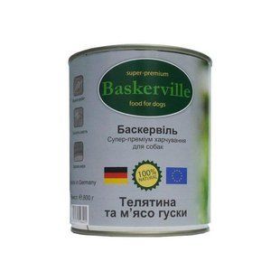 Baskerville 0,8 кг х 6 шт консерви для собак з телятиною та м'ясом гусака 21543/П фото