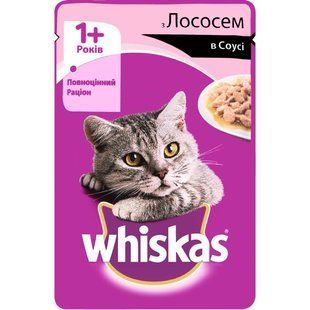 Вологий корм Вискас з лососем у соусі для дорослих кішок 85 г х 28 шт 4770608239152/П фото