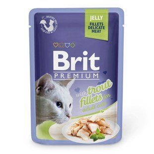 Вологий корм для кішок Brit Premium Cat Trout Fillets Jelly pouch 85 г філе форелі в желе 111243/494***** фото