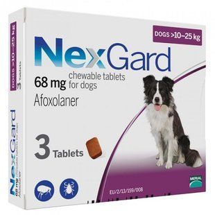 Таблетки Merial NexGard для собак вагою 10 - 25 кг від бліх і кліщів 3 таблетки 159901 фото