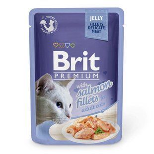 Вологий корм для кішок Brit Premium Cat Salmon Fillets Jelly pouch 85г філе лосося в желе 111242/487 фото