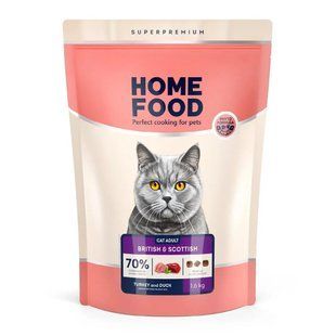 Сухой корм для взрослых кошек индейка и утка Home Food Cat Adult для британских и шотландских пород 1.6 кг 4820235021177 фото