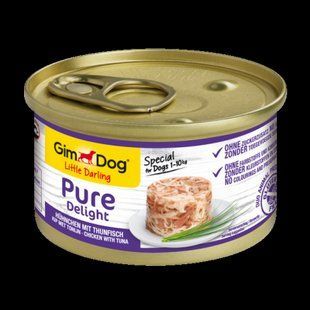 Вологий корм Gimdog LD Pure DeLight k 85г для дорослих собак шматочки курки, тунця в соусі G-513164 /027 фото