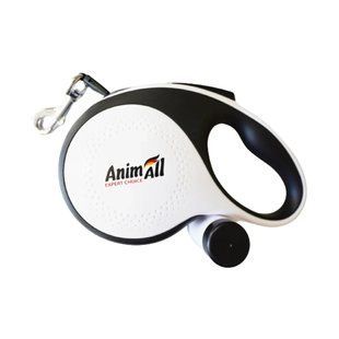 Поводок-рулетка AnimAll с диспенсером, для собак весом до 50 кг, 8 м, белая 171739 фото