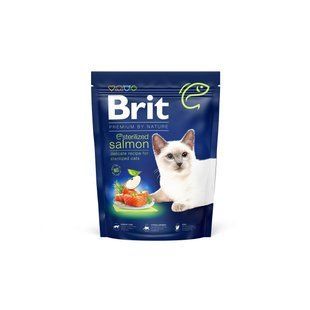 Сухий корм Brit Premium Cat by Nature Sterilized Salmon для стерилізованих котів, з лососем, 300 г 171848 фото