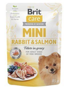 Вологий корм Brit Care Mini для собак, з філе кролика та лосося в соусі, 85 г 100913/100218/4432 фото