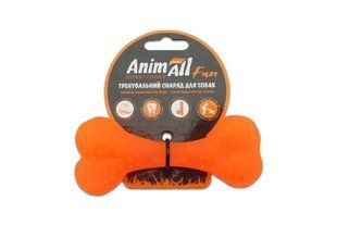 Игрушка для собак AnimAll Fun кость, оранжевая, 12 см 110580 фото