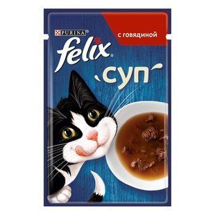 Вологий корм Purina Felix Soup для кішок, суп з яловичиною, 48 г х 30 шт 12537444/П фото