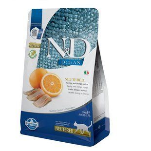 Фарміна сухий корм N&D Grain Free Ocean HERRING & ORANGE NEUTERED ADULT з оселедцем та апельсином 300 г 175580 фото