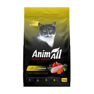 AnimAll Повнораціонний сухий корм для котів зі свіжою куркою, 12 кг 178594 фото