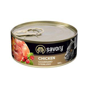 Вологий корм Savory для стерилізованих котів, з куркою, 100 г 30747 фото