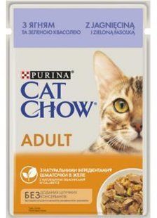 Вологий корм Cat Chow Adult 26шт х 85г для кішок з ягням і зеленою квасолею 12531479/П фото