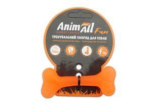 Игрушка для собак AnimAll Fun кость, оранжевая, 8 см 110575 фото