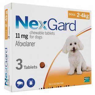 Таблетки Merial NexGard для собак вагою 2 - 4 кг від бліх і кліщів 3 таблетки 159899 фото