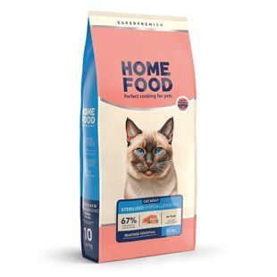 Сухой гипоаллергенный корм для взрослых кошек морской коктейль Home Food Cat Adult 10 кг 4820235020590 фото