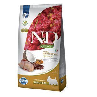Фармина сухой корм N&D Quinoa Skin&Coat ADULT MINI диет. питание, при пищевой аллергии с перепелом, киноа, 180912 фото