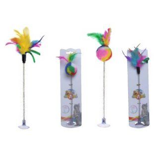 Іграшка для котів Croci дразнилка на присосці, з пір'ям, 29 см C6098313 фото