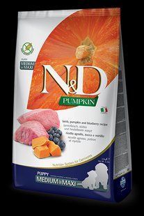 Farmina (Фарміна) n&d Grain Free Pumpkin dog Lamb & Blueberry Puppy Medium & Maxi 2,5 кг беззерновий сухий корм 156349 фото