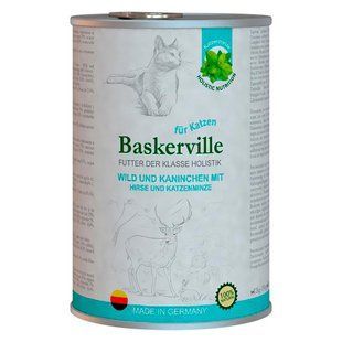 Вологий корм Baskerville для котів, оленина з кроликом і котячої м'ятою, 400 г х 6 шт 21553/П фото