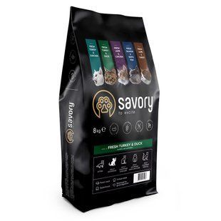 Сухий корм Savory Adult Cat Gourmand Frech Turkey & Duck 8 кг для дорослих кішок з індичкою і качкою 30068 фото