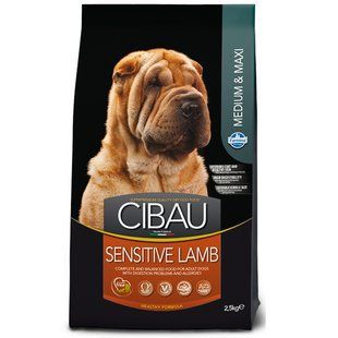 Фармина сухой корм CIBAU SENSITIVE ADULT MEDIUM & MAXI с чувствительным пищеварением с ягненком 2,5 кг. 30979 161027 фото