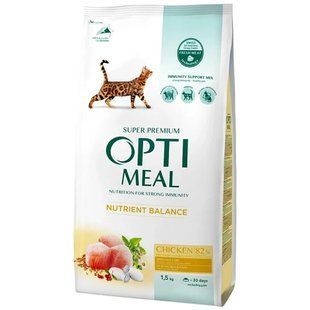 Сухий корм Optimeal для дорослих котів, курка, 1.5 кг B1801201 фото