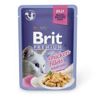 Вологий корм для кішок Brit Premium Cat Chicken Fillets Jelly pouch 85 г філе курки в желе 111240/463 фото