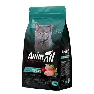 AnimAll Повнораціонний сухий корм для стерилізованих кішок з куркою та свіжою ягнятиною, 1,5 кг 178605 фото
