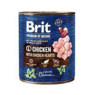 Корм Brit Premium by Nature 800г для собак всех пород паштет курица и куриными сердечками 100407/8546 фото