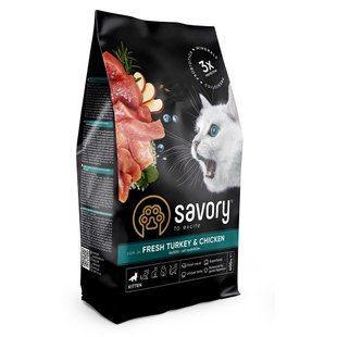 Сухий корм Savory Kitten Chicken with Frech Turkey 400 г для кошенят зі свіжим м'ясом індички і курки 30136 фото